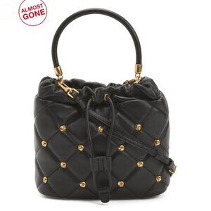 TED BAKER Black Leather Jenny Studded Shoulder Bag